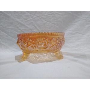 Antique Imperial Glass carnival glass marigold Lustre Rose footed bowl